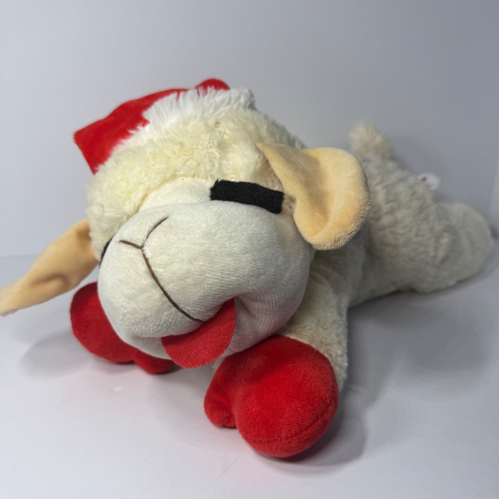 DreamWorks Lamb Chop Christmas Plush Santa Hat Red Hooves 19 Inch Cream 2022